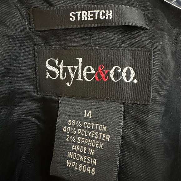 Style & Co Paisley Pattern Cropped Blazer Jacket Black Size 14 - Picture 16 of 16